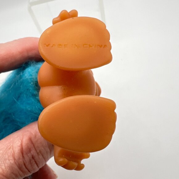 Vintage TNT Troll Doll Light Blue Hair Neon Yellow Eyes Troll - Picture 7 of 8